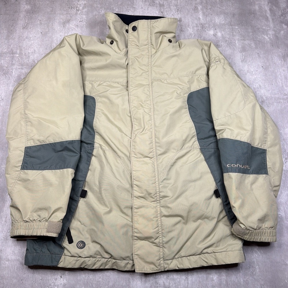 Vintage Columbia Convert Jacket Insulated Ski Coat Youth 14/16 Full Zip Beige